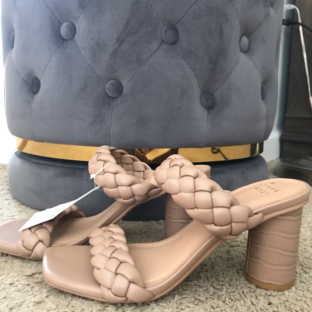 A New Day Braided Strap Nude Block Heel Sandals - Women 7 Brand New - Picture 3 of 9